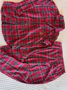 Ralph Lauren Red Plaid Flannel Pajama Set